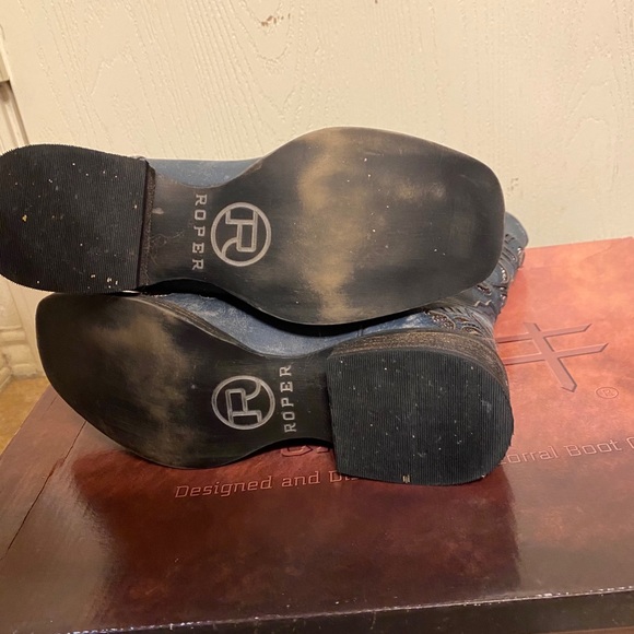 Roper Navy and silver inlay boots size 6 - Picture 8 of 9